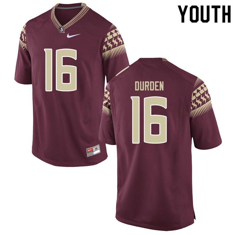 Youth #16 Cory Durden Florida State Seminoles College Football Jerseys Sale-Garent - Click Image to Close